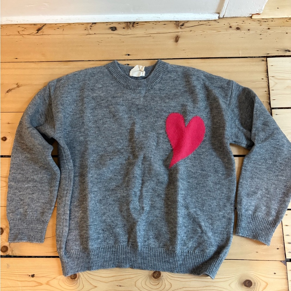 Crewneck Sweater with Pink Heart
